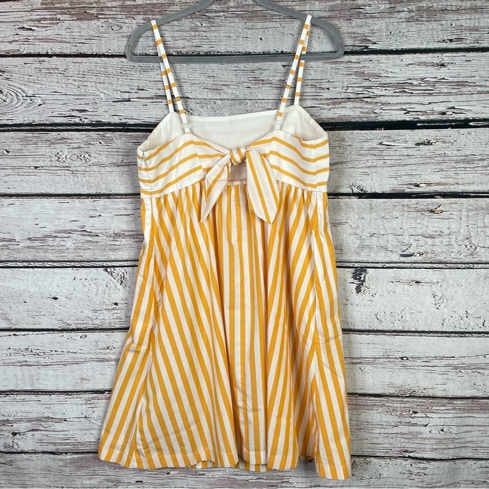 🏷️NWT J. Crew Factory Strappy Tie-Back Mini Dress Size 14 Marigold Stripe Sunny - Picture 5 of 16